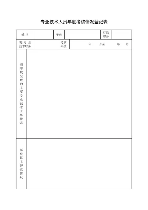 专业技术人员考核情况登记表