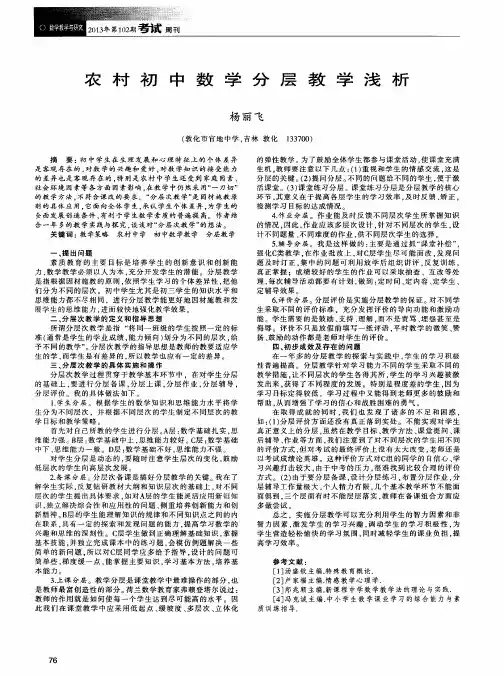 农村初中数学分层教学浅析