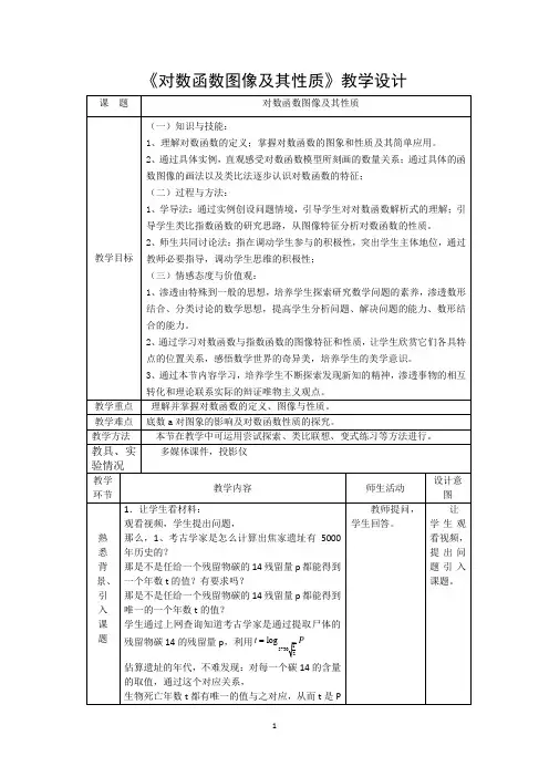高中数学_对数函数图像及其性质教学设计学情分析教材分析课后反思