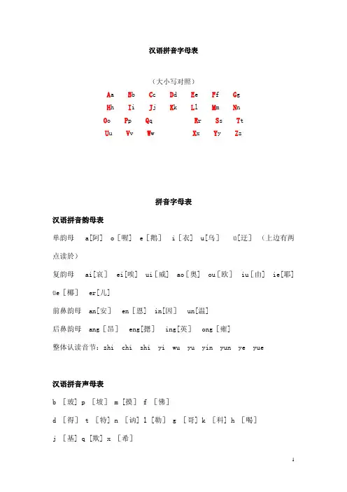 汉语拼音字母表【范本模板】