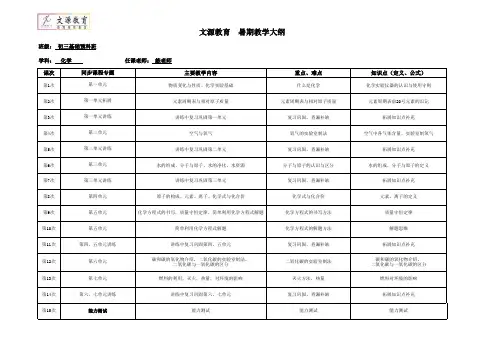 【唯美】化学暑假教学大纲初中预科2.0