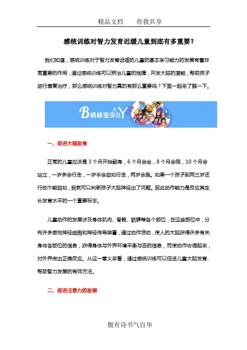 感统训练对智力发育迟缓儿童到底有多重要