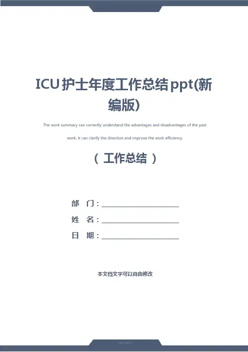 ICU护士年度工作总结ppt(新编版)