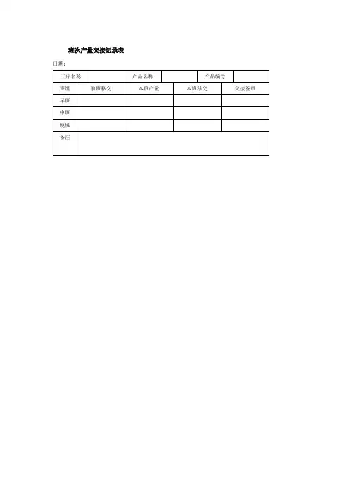 班次产量交接记录表