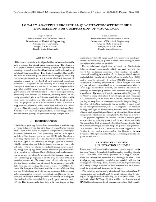Locally adaptive perceptual quantization without side information for compression of visual
