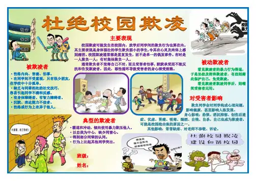 预防杜绝校园欺凌暴力小报