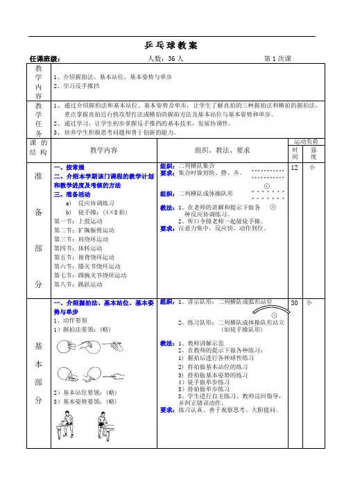 乒乓球教案 2
