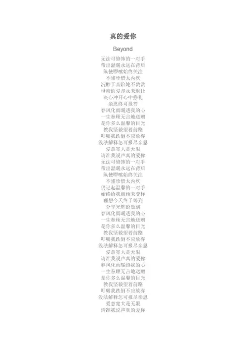 真的爱你  Beyond  歌词