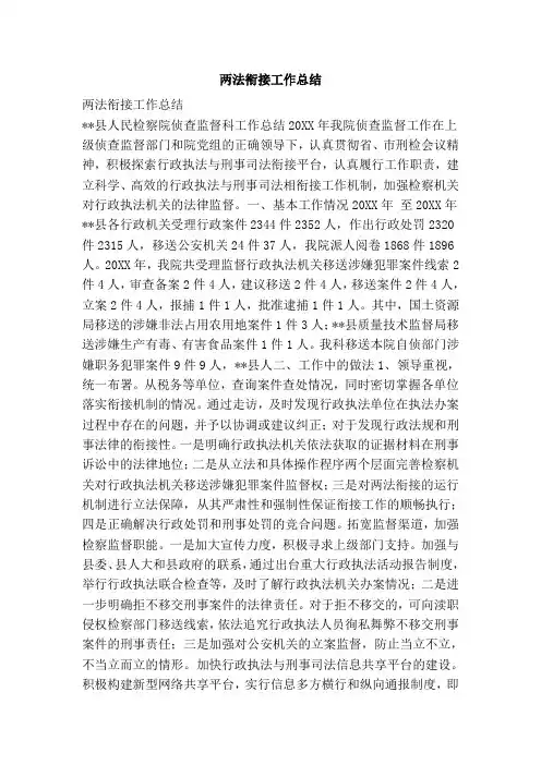 两法衔接工作总结