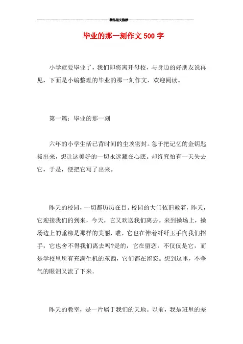 毕业的那一刻作文500字