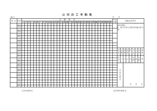 员工考勤表范本