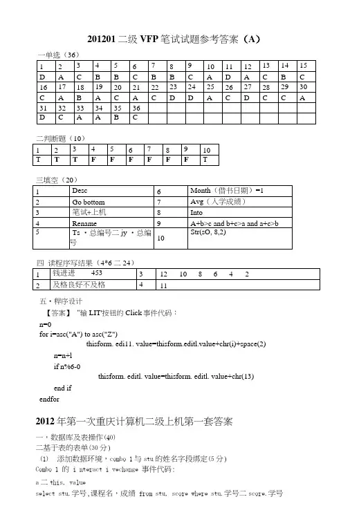 VFP练习册(第三版)参考答案.doc