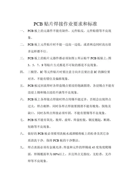 PCB贴片焊接作业要求和标准