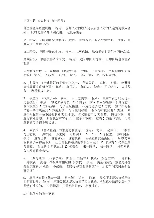 咨询中国直销各公司的特色与奖金制度