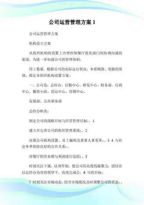 公司运营管理方案完整篇.doc