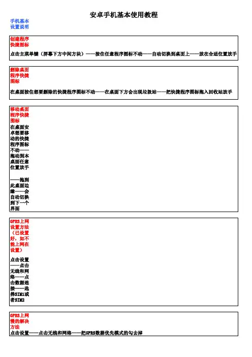 安卓手机使用基本说明介绍