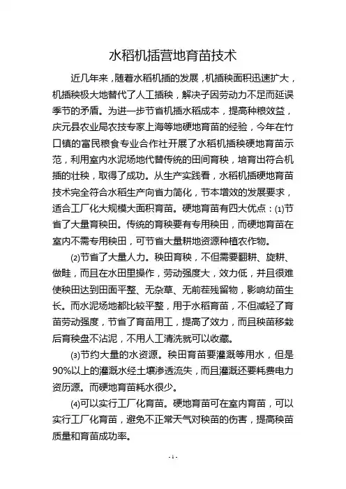 水稻机插营地育苗技术          