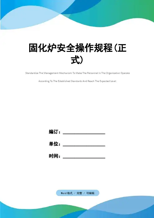 固化炉安全操作规程(正式)