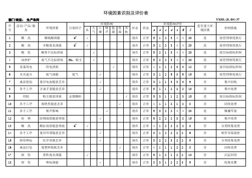 环境因素识别及评价表