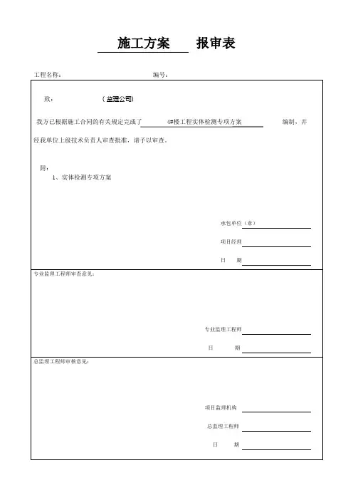 实体检测方案报审表