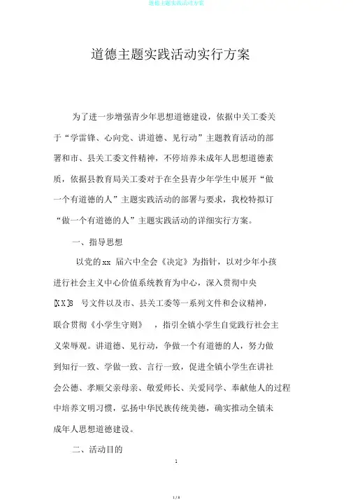 道德主题实践活动方案