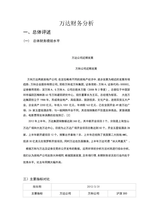 万达财务分析
