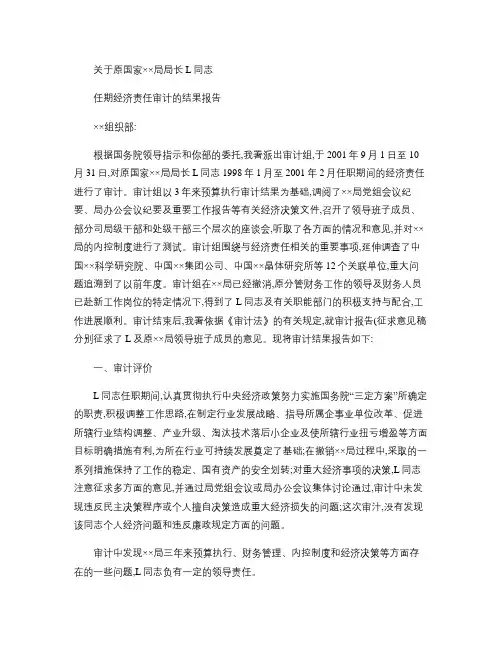 任期经济责任审计报告