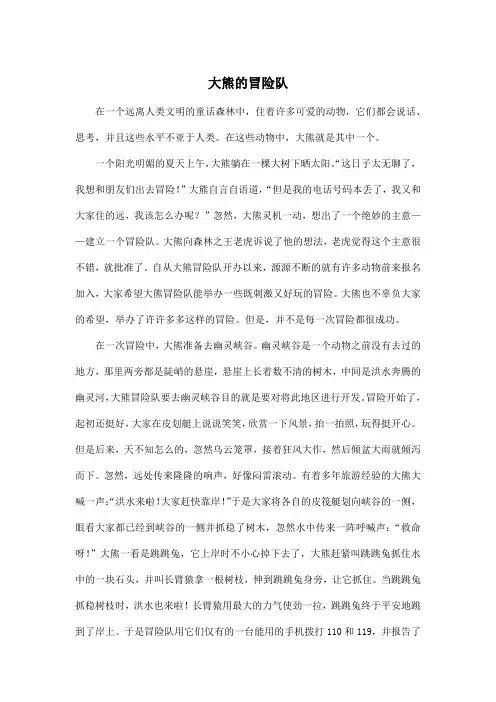 大熊的冒险队_小学五年级作文800字