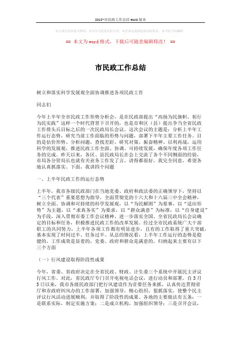 2018-市民政工作总结word版本 (9页)