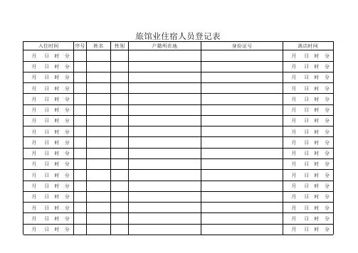 旅馆业住宿人员登记表