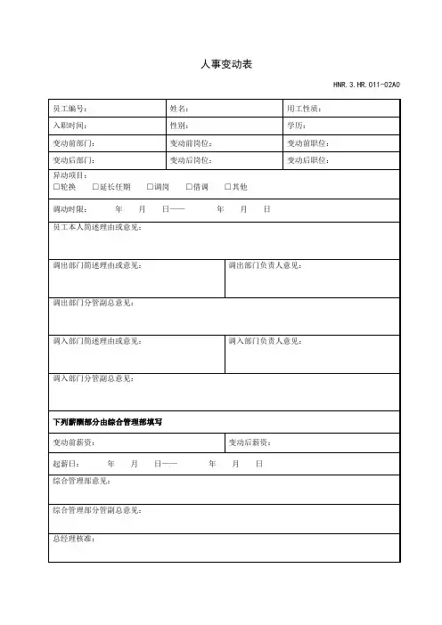 人事变动