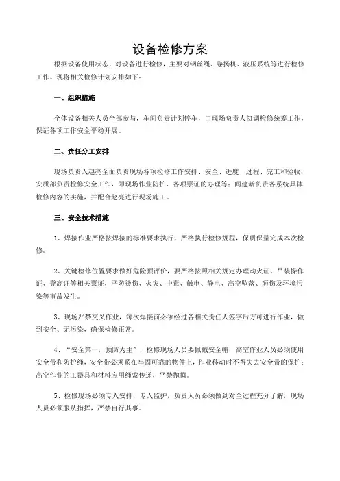 设备检修方案