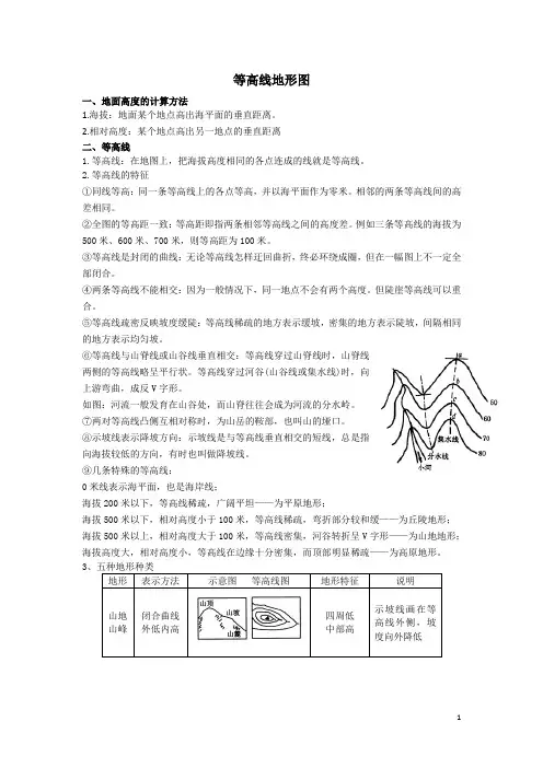 等高线地形图学案