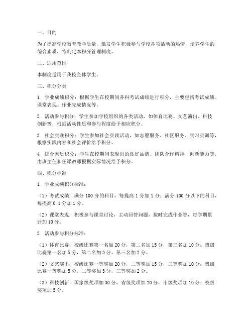 学校积分管理制度制度 2