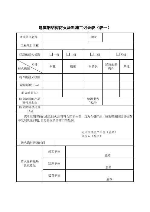 防火涂料竣工验收记录表