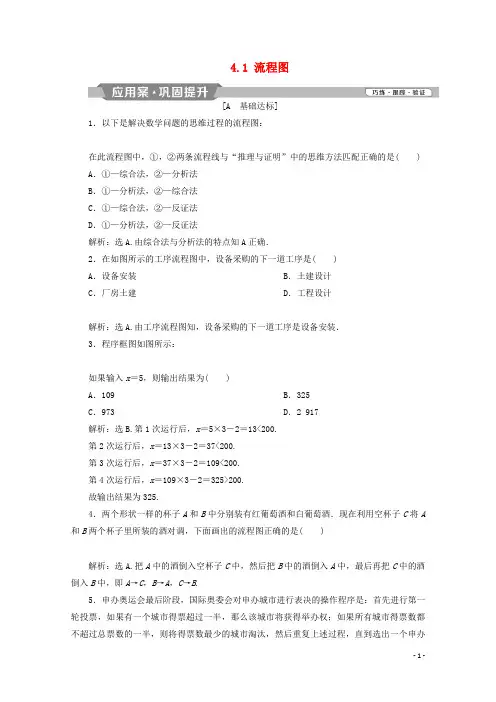 高中数学第四章框图4.1流程图练习含解析新人教A版选修1_2