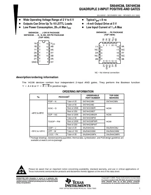 SN54HC08中文资料