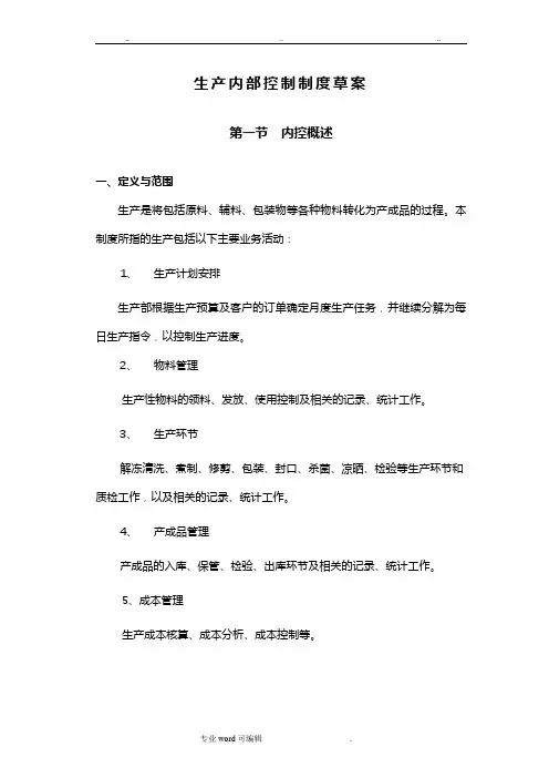 生产内部控制制度汇编