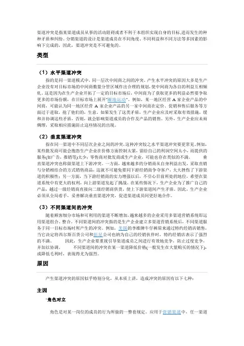 渠道冲突的类型