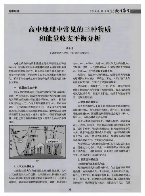 高中地理中常见的三种物质和能量收支平衡分析