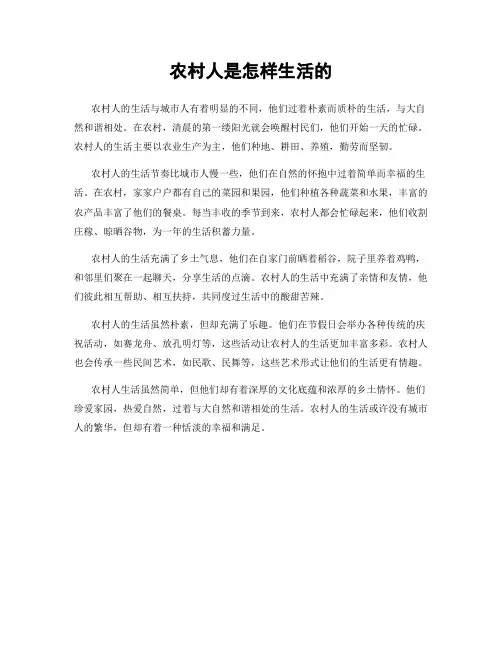 农村人是怎样生活的