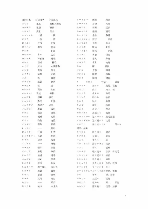 日语二级高频词汇归纳