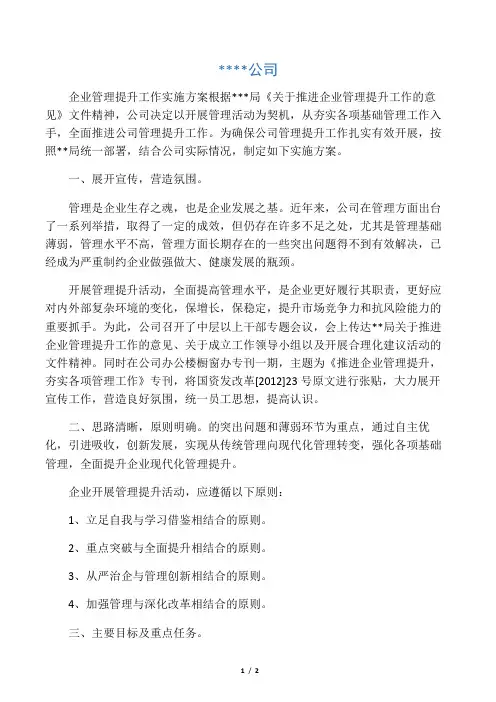 公司管理提升实施方案