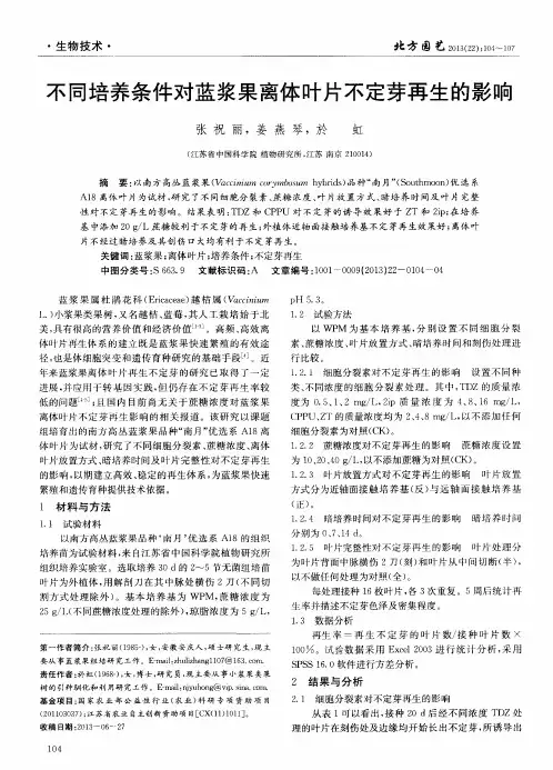 不同培养条件对蓝浆果离体叶片不定芽再生的影响