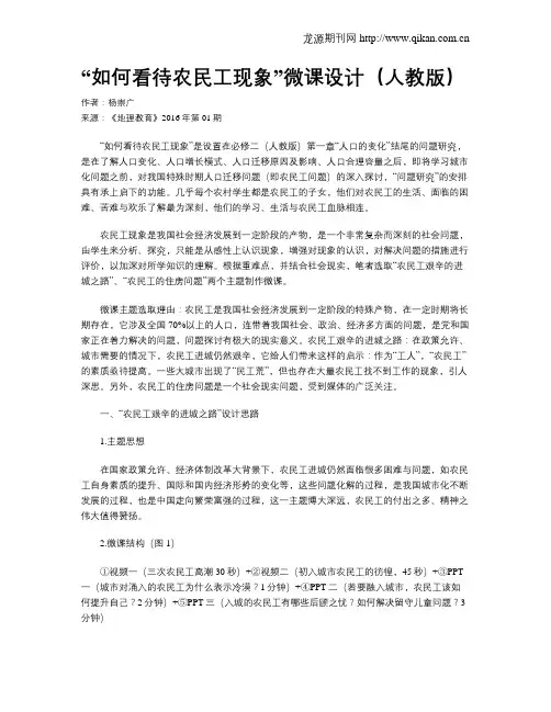 “如何看待农民工现象”微课设计(人教版)