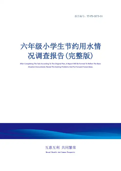 六年级小学生节约用水情况调查报告(完整版)