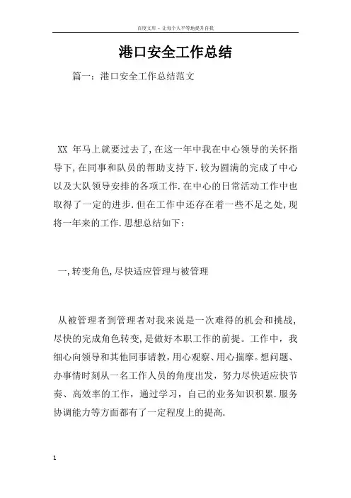 港口安全工作总结