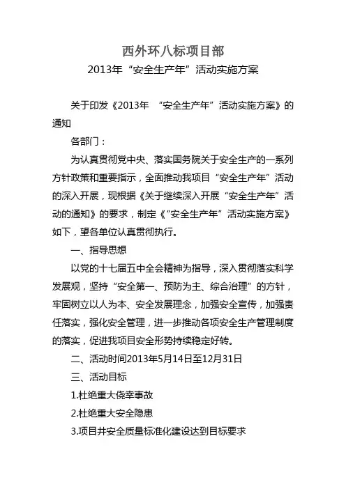 2013年安全生产年活动方案