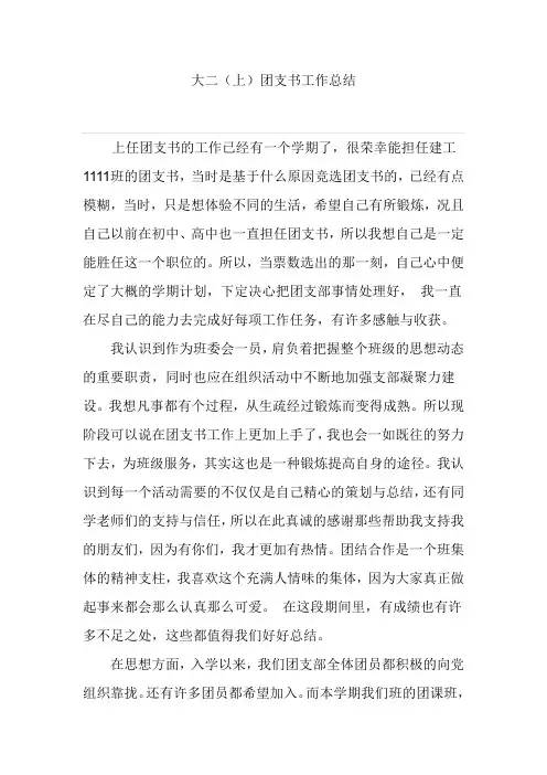 大二(上)团支书工作总结