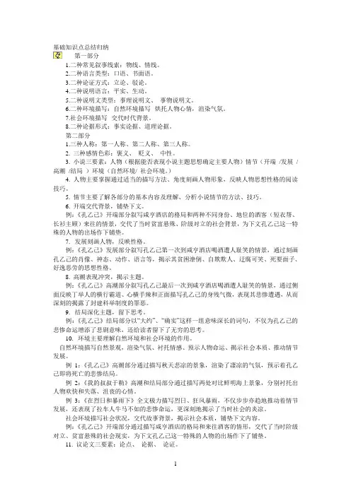 初中语文基础知识点总结归纳 2